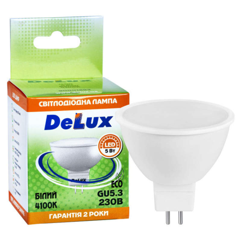 Лампа светодиодная Delux JCDR 5Вт 4100К GU5.3