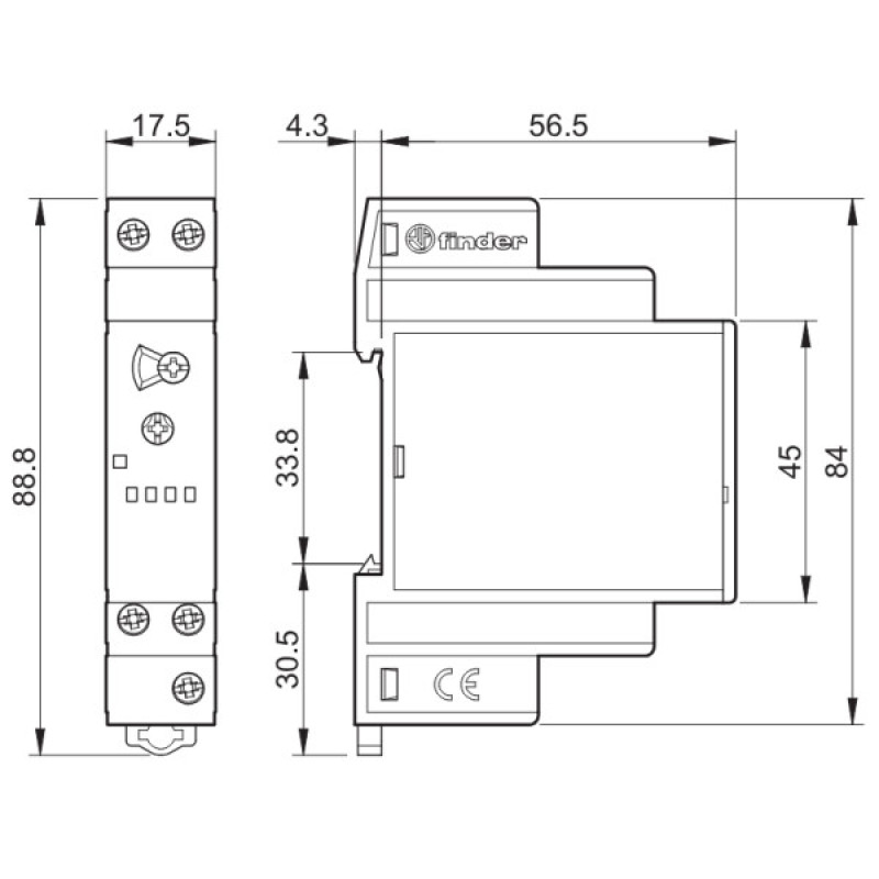 Реле часу Finder 1CO 16A 24-240В AC/DC (801102400000)