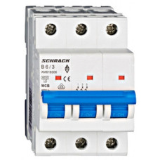 Автомат электропитания 6А 3P 6кА х-ка B, Schrack