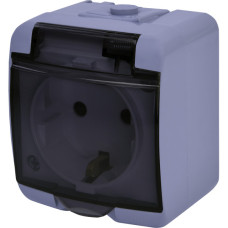 Розетка одноместная Eti Hermetics RHE-1sd-SR с з/к IP54 серая/прозрачная крышка (4668071)