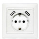 Розетка Elcor Emily 9215 (211594) із заземленням з 2 USB (білий)