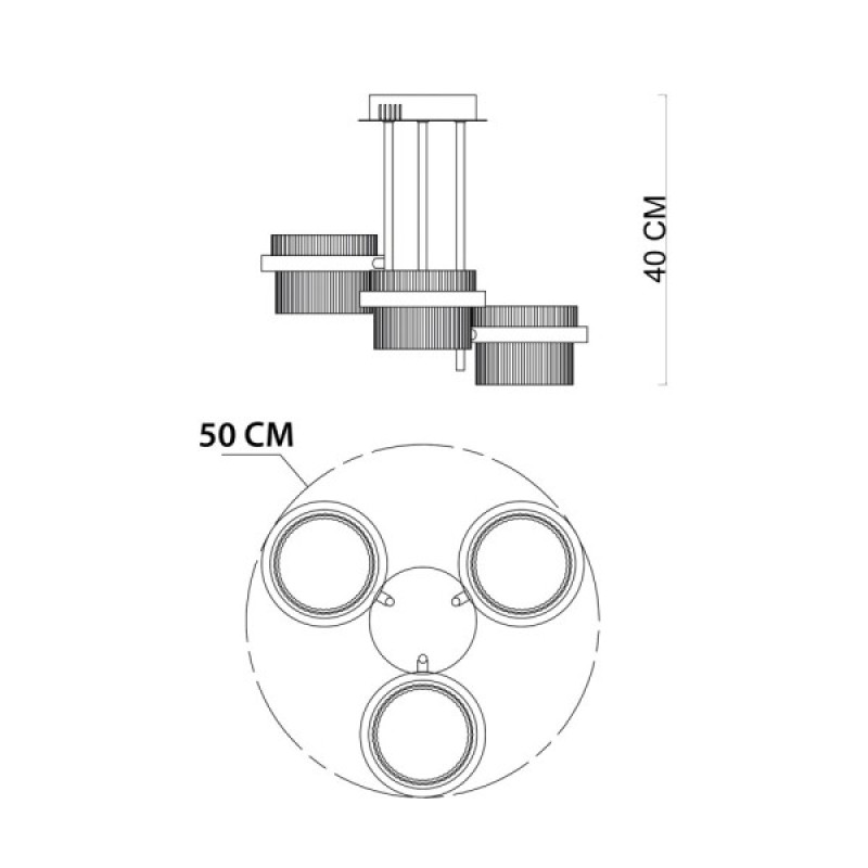 Люстра Italux PND-77362-3-24W-GD Tiara LED 3x24W 3000K 2603Lm IP20 золотий