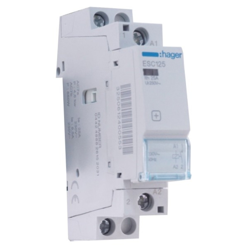 Контактор 25A ESC125 (1НО, 230В) 1м Hager