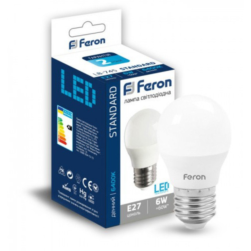 Світлодіодна лампа Feron 5033 LB-745 6Вт 6400К G45 Е27