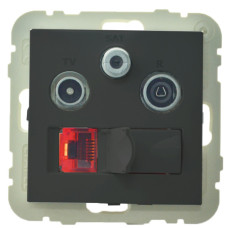 Розетка Logus 21544 TPM R-TV-SAT-RJ45 (Cat.6) (черная матовая)