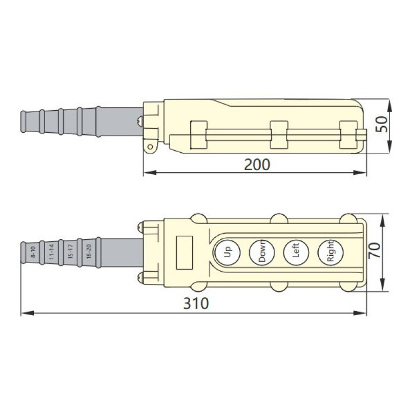 Тельферный пост Chint NP3-2 на 4 кнопки IP65 (586052)