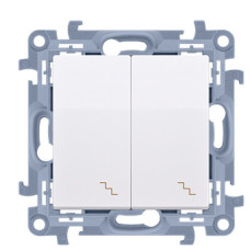 Двойной проходной выключатель Kontakt Simon Simon 10 CW6/2L.01/11 с подсветкой (белый)