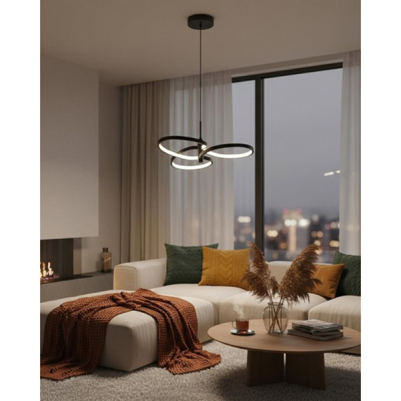 Підвісний світильник, люстра Goldlux 335975 Ribbon LED 1x25W 4000K 3700Lm IP20 чорний