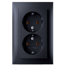 Двойная розетка Berker S.1 47741606 с заземлением (антрацит)
