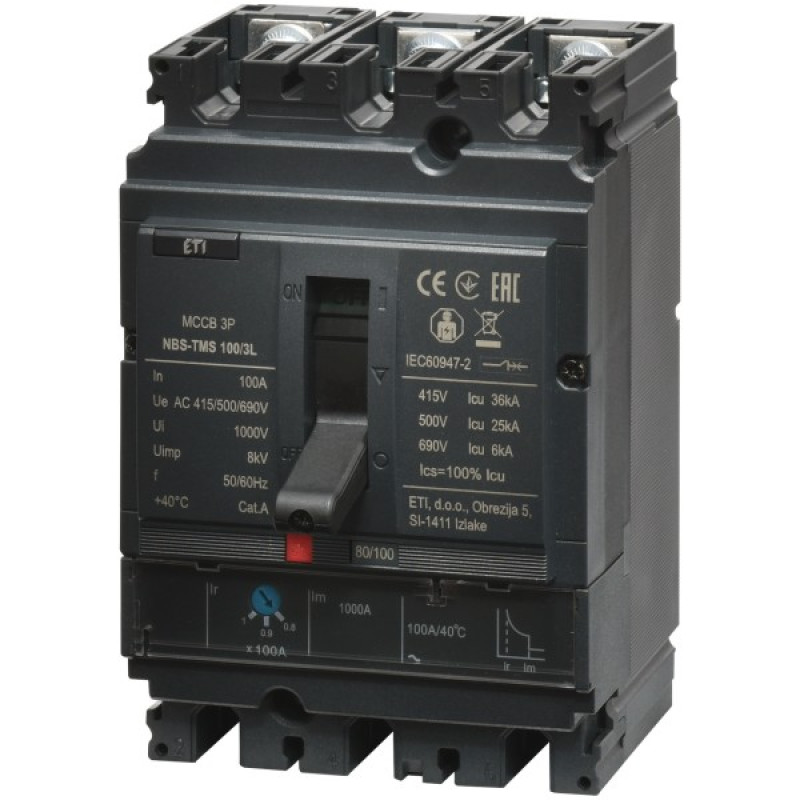 Автоматический выключатель ETI NBS-TMS 160/3L 3P 125A 36кА (4673008)