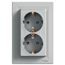 Двойная розетка Schneider Electric Asfora EPH9900161 с заземлением (алюминий)