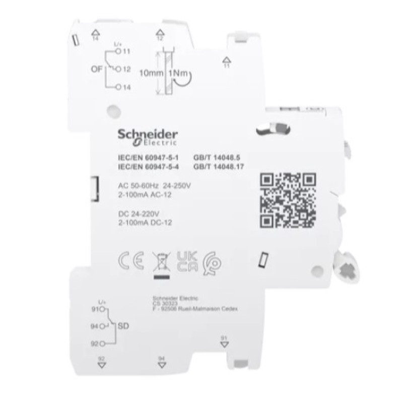 Допоміжний контакт Schneider Electric Acti9 OF/SD+OF 2мА до 100мА