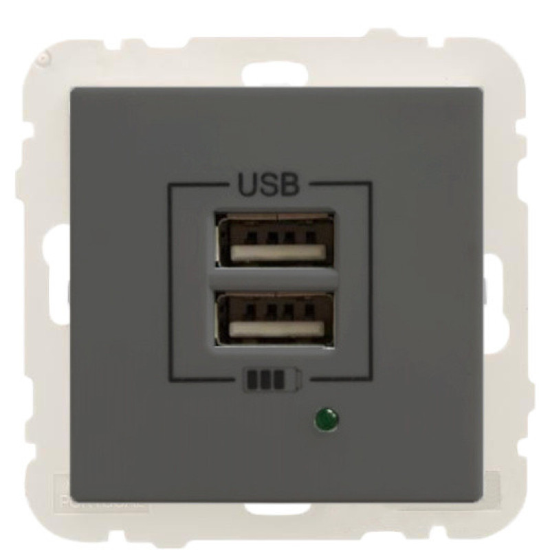 Розетка Logus 45439 TIS USB Charger type "A" 2А (сірий)