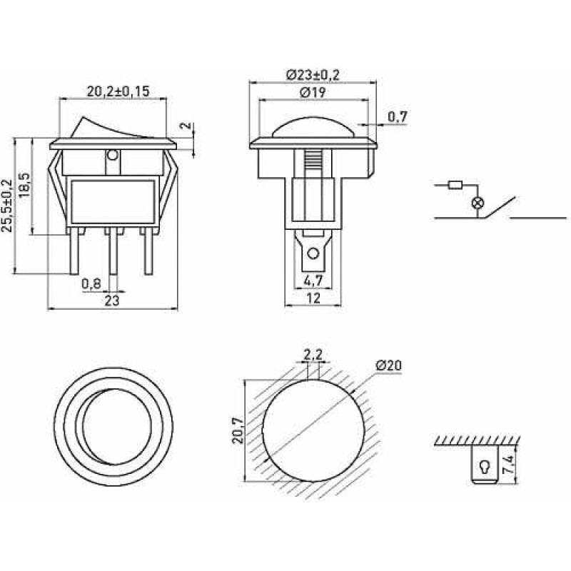 Переключатель E.Next e.switch.key.01 3pin с индикацией (s2040001)