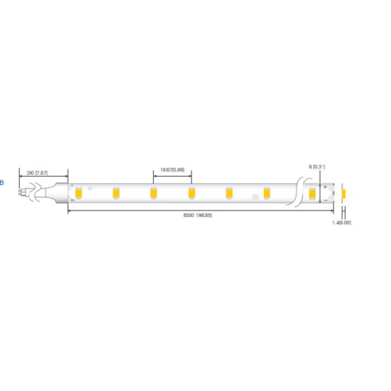 LED лента RISHANG 60-2835-24V-IP20 6W 510Lm 3000K 5м (RD0860TC-B-WW)