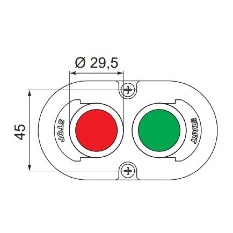 Двомодульний пост кнопки ETI 004771442 ESE2-V4 («START/STOP» зелений/червоний)