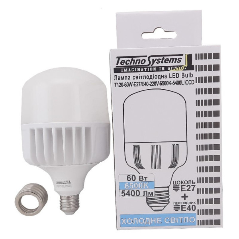 Світлодіодна лампа TNSy LED Cable Electro-T160-60W-E27-E40-220V-6500K-5400L Alum ICCD (TNSy5000511)