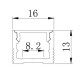LED-профіль накладний, 2,5 метра, (LS1613black)