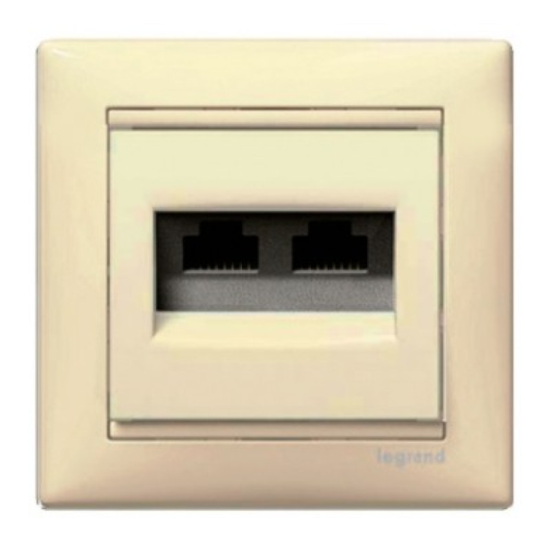 Механизм розетки компьютерной 2xRJ-45 UTP Cat.5e Valena слоновая кость