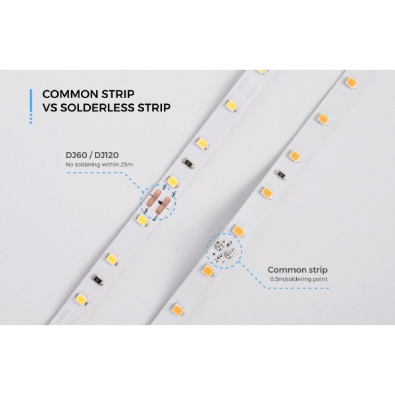 LED лента COLORS 120-2835-24V-IP33 9.6W 960Lm 3000K 50м (DJ120-24V-8mm-WW_50м)
