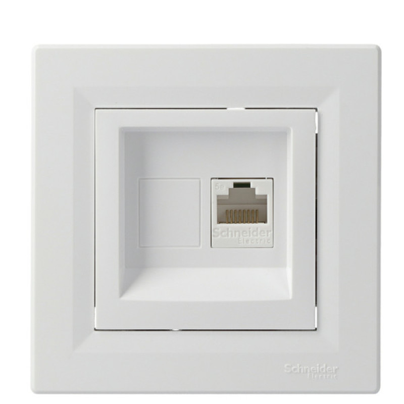 Розетка компьютерная одинарная RJ45 кат.5е UTP белая Asfora, EPH4300121