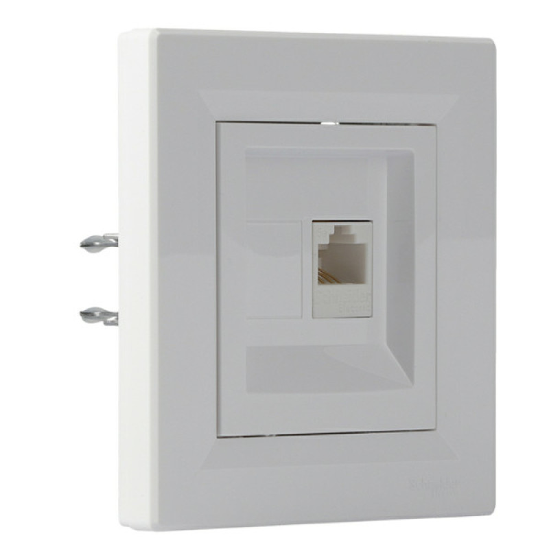 Розетка компьютерная одинарная RJ45 кат.5е UTP белая Asfora, EPH4300121