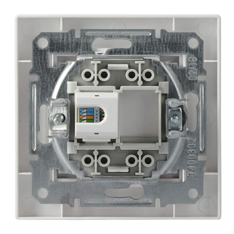 Розетка компьютерная одинарная RJ45 кат.5е UTP белая Asfora, EPH4300121