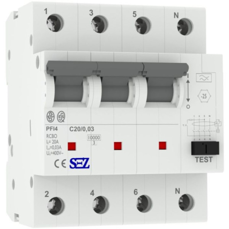 Диф автомат SEZ PFI4 C 20A/0,03A (PFI4C_20A/0,03A)