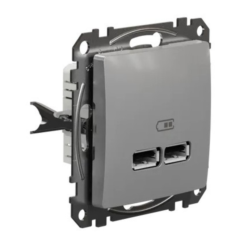 USB розетка Schneider Electric Sedna Design & Elements A+A 2,1A алюминий SDD113401