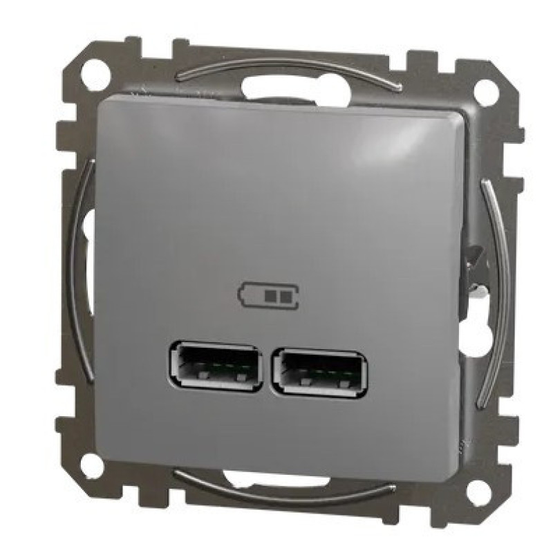 USB розетка Schneider Electric Sedna Design & Elements A+A 2,1A алюминий SDD113401