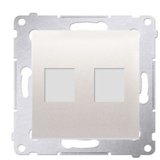 Прямая информационная розетка Kontakt Simon Simon 54 Premium DKP2.01/41 под 2xRJ45 Keystone с суппортом (кремовый)