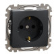 Розетка Schneider Electric Sedna Design & Elements с заземлением и шторками черная SDD114022