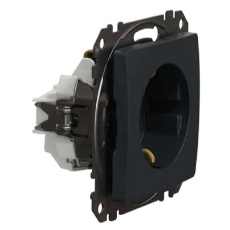 Розетка Schneider Electric Sedna Design & Elements с заземлением и шторками черная SDD114022