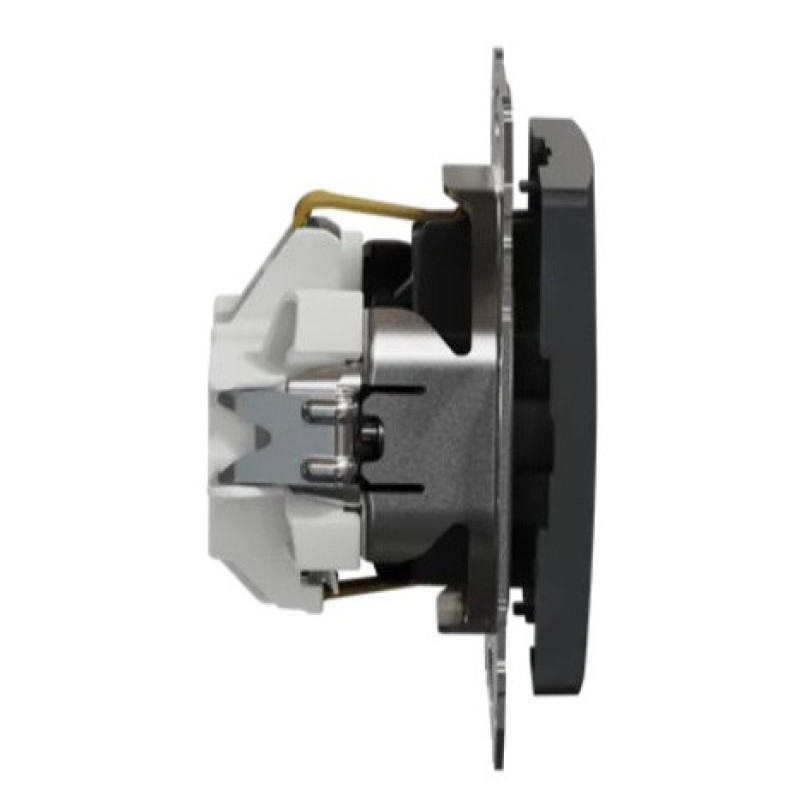 Розетка Schneider Electric Sedna Design & Elements с заземлением и шторками черная SDD114022