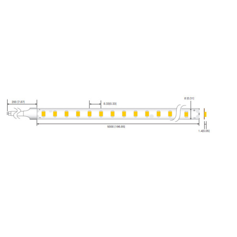 LED стрічка RISHANG 120-2835-12V-IP33 8,6W 745Lm 3000K 50м (RD08C0TA-B-WW_50)
