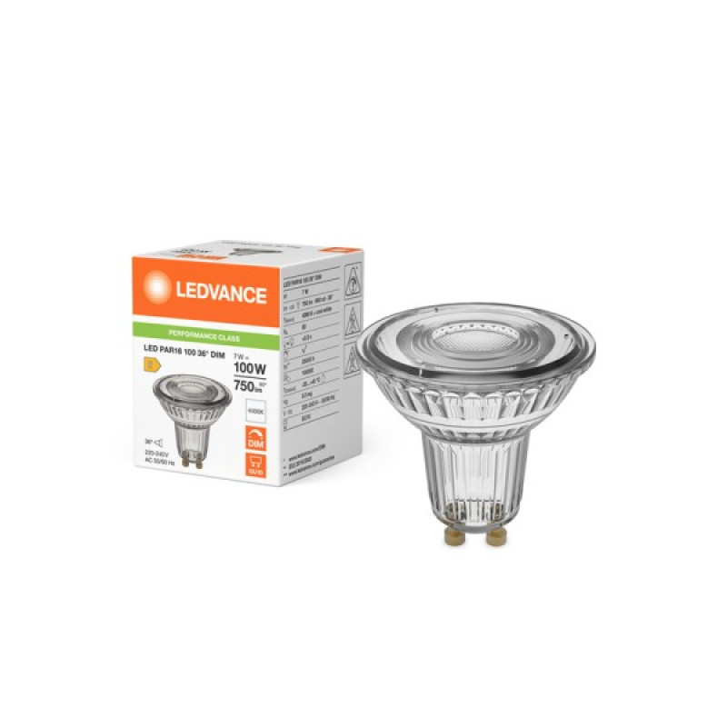 Светодиодная лампочка Osram 4099854456497 LED GU10 MR16 DIM 1x7W 4000K 750Lm IP20