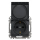Розетка Schneider Electric Sedna Design & Elementsс заземлением шторками и крышкой черная SDD114024