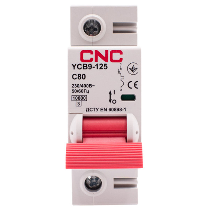Автоматический выключатель CNC YCB9-125 1Р 80А 10kA C