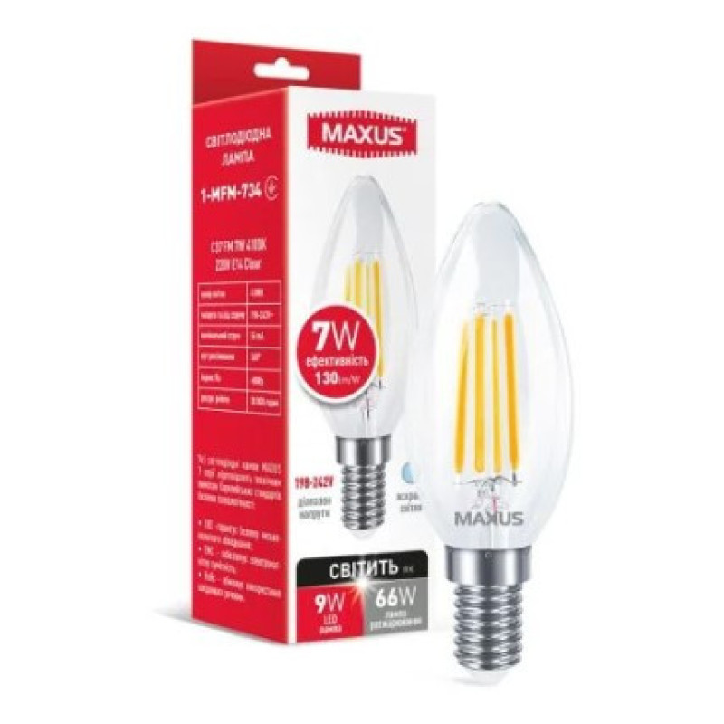 Світлодіодна лампа Maxus C37 FM 220Вт E14 Clear (1-MFM-734)