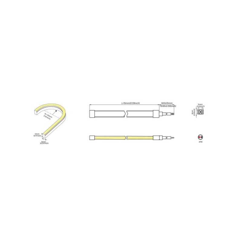 Гнучкий неон COLORS 24V IP65 8,8W 320Lm 2700K 5м (NJS0612-SW)