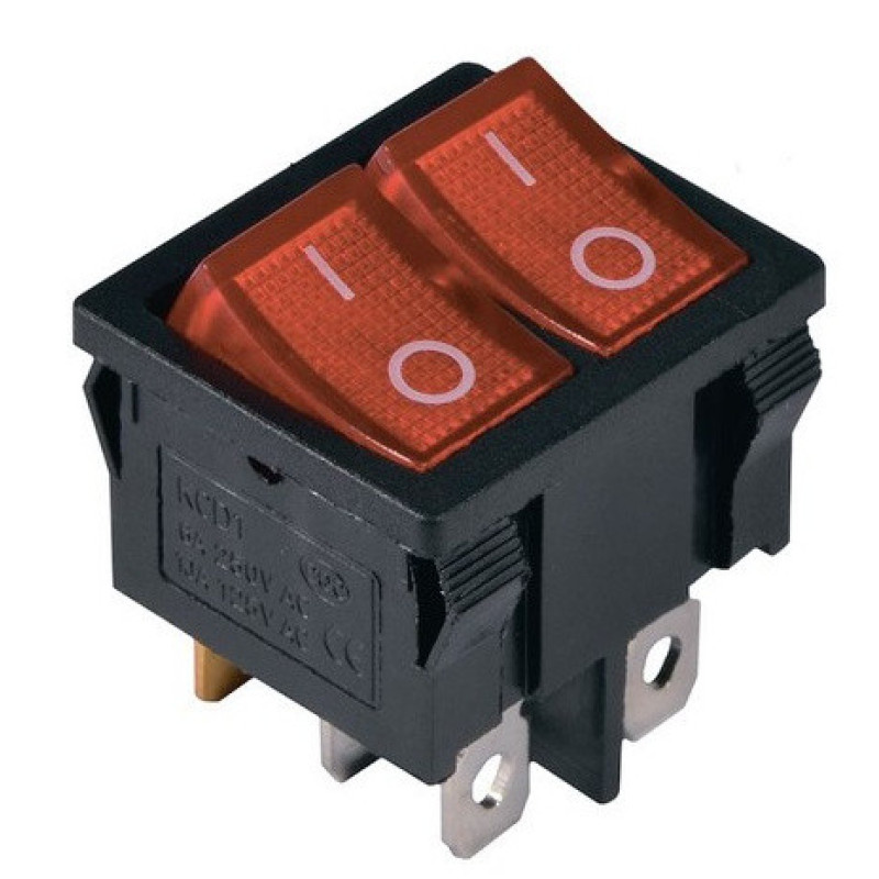Переключатель TNSy KCD1-6-2101N R+R/B с подсветкой красный (TNSy5500734)