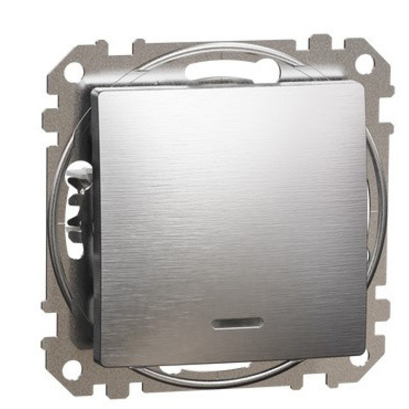 Выключатель Schneider Electric Sedna Design & Elements с подсветкой матовый алюминий SDD170101L