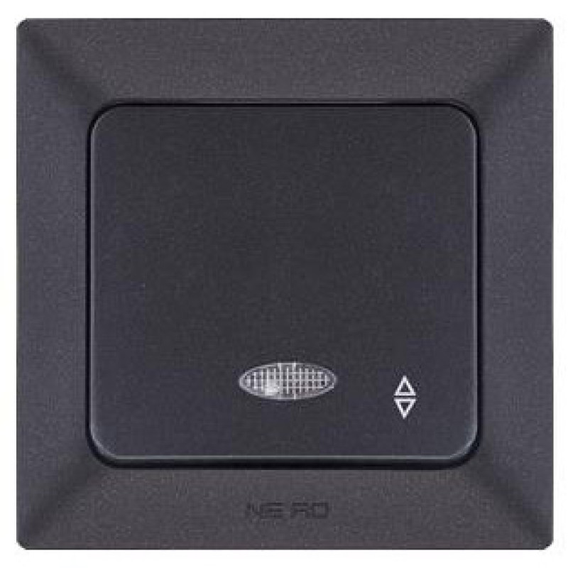 Прохідний вимикач 1-клавішний NE-AD ARAS 93-124-05-I з led-підсвіткою чорний