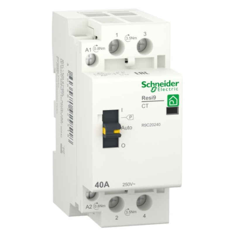 Контактор Schneider Electric R9C20240 RESI9 1P+N 40A 2NO 230В