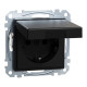 Механизм розетки SCHUKO с крышкой и защитными шторками Merten System M, MEG2310-0403 (черный матовый)