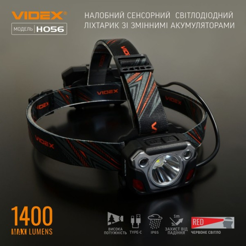 Светодиодный налобный фонарик Videx 1400Лм 6500K (VLF-H056)
