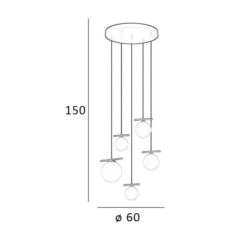 Подвесной светильник, люстра Italux PND-463325A-BRO+W Merseta E14+G9 5x40W+25W IP20 черный