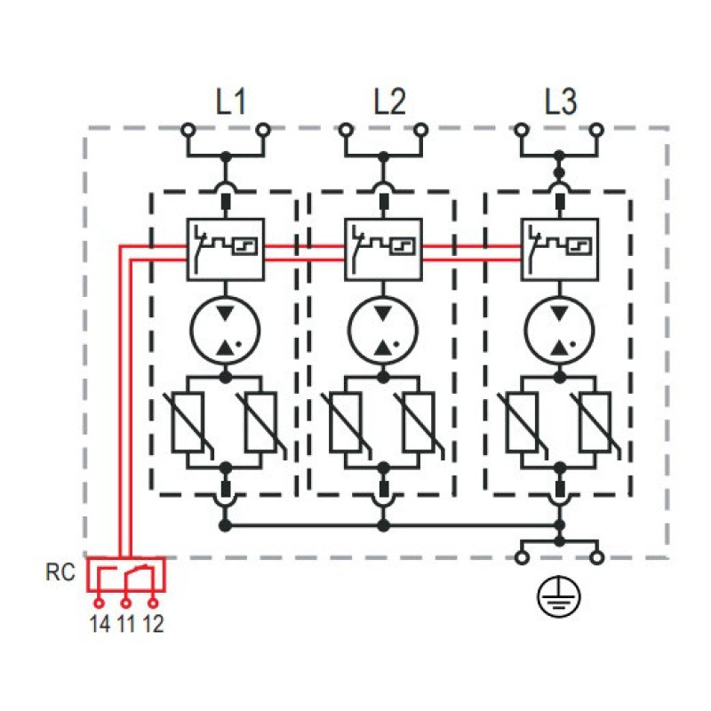 Обмежувач перенапруги ETI 002440560 ETITEC SM T12 300/25 (3+0 6p TNC)