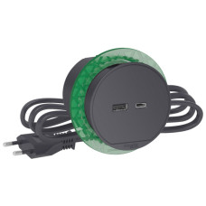 Встраиваемый в стол розеточный блок Schneider Electric INS44009 USB тип А+тип С (антрацит)