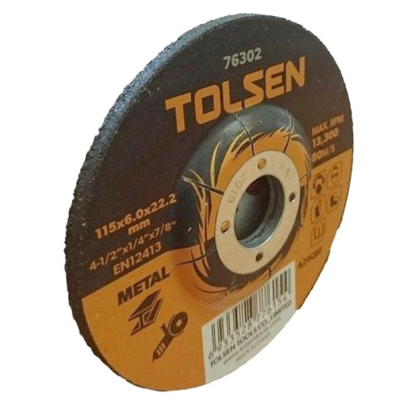 Шліфувальний диск по металу Tolsen (76302) 115х6.0х22.2мм